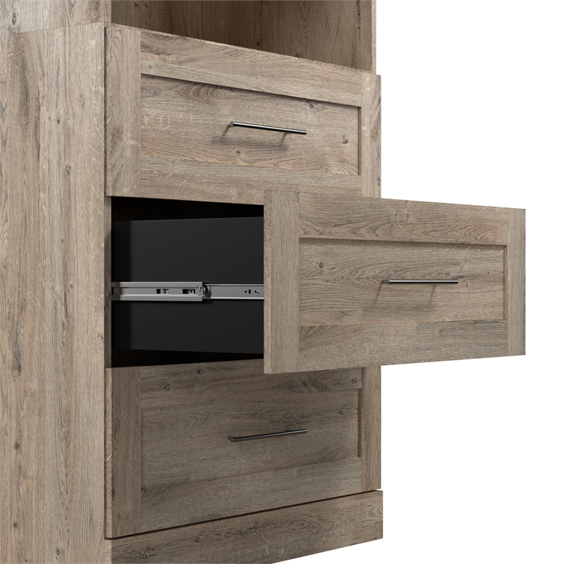 Bestar Pur 36W Closet Organizer with Drawers in Rustic Brown - Engineered Wood