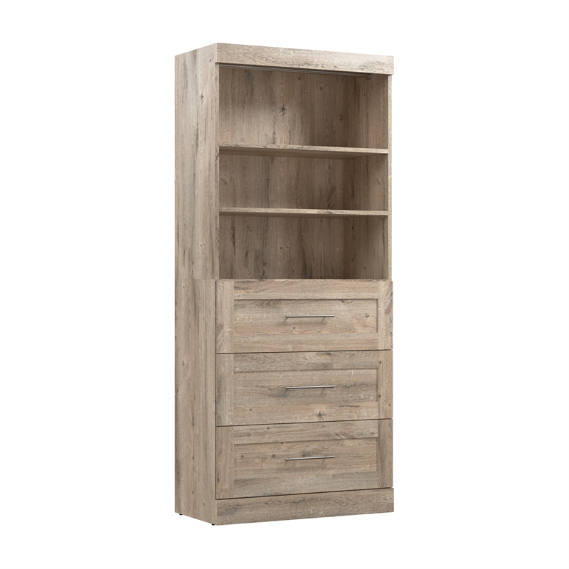 Bestar Pur 36W Closet Organizer with Drawers in Rustic Brown - Engineered Wood