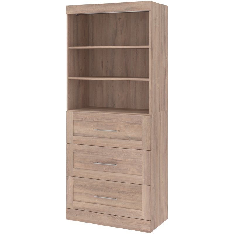 Bestar Pur 36W Closet Organizer with Drawers in Rustic Brown - Engineered Wood