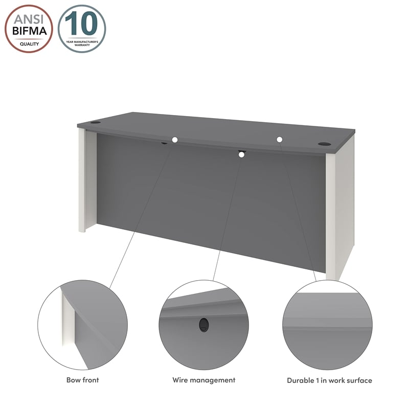 Bestar Connexion Executive Desk in Slate and Sandstone