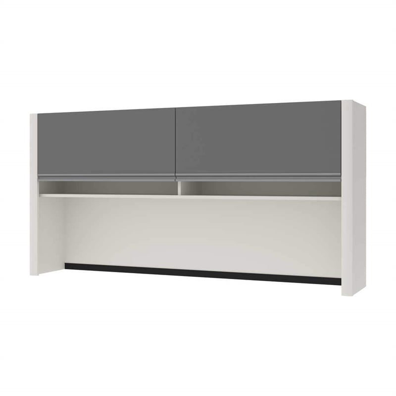Bestar Connexion Office Credenza Hutch in Slate & Sandstone