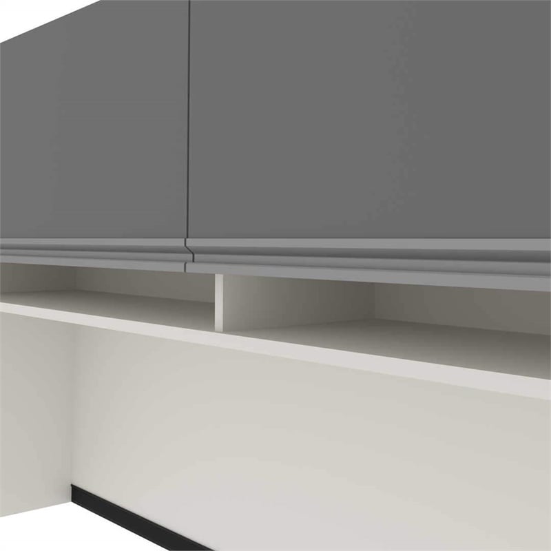 Bestar Connexion Office Credenza Hutch in Slate & Sandstone