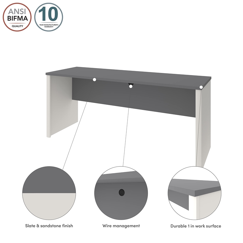 Bestar Connexion Wood Office Credenza in Slate and Sandstone