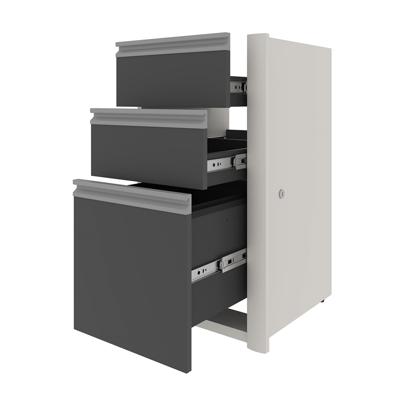 Bestar Connexion Office 1 Drawer Filing Cabinet in Slate & Sandstone