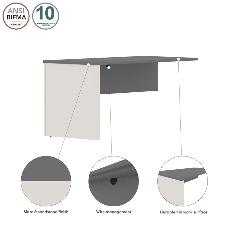 Bestar Connexion Return Table for Computer Desk Set in Slate and Sandstone