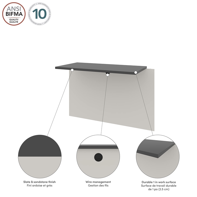 Bestar Connexion Bridge for Computer Desk Set in Sandstone and Slate