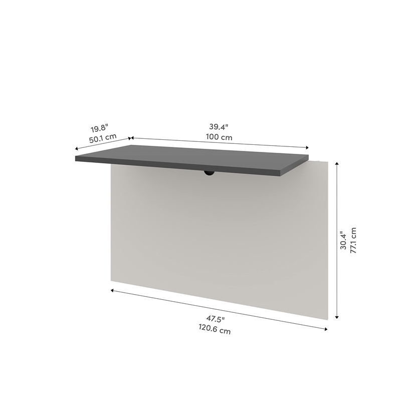 Bestar Connexion Bridge for Computer Desk Set in Sandstone and Slate