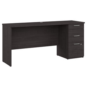 bestar logan contemporary engineered wood computer desk in charcoal maple