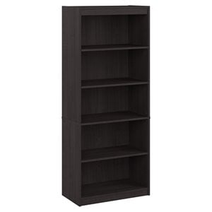 bestar logan 5-shelf contemporary engineered wood bookcase in charcoal maple