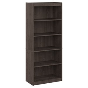 bestar logan 5-shelf contemporary engineered wood bookcase in medium gray maple