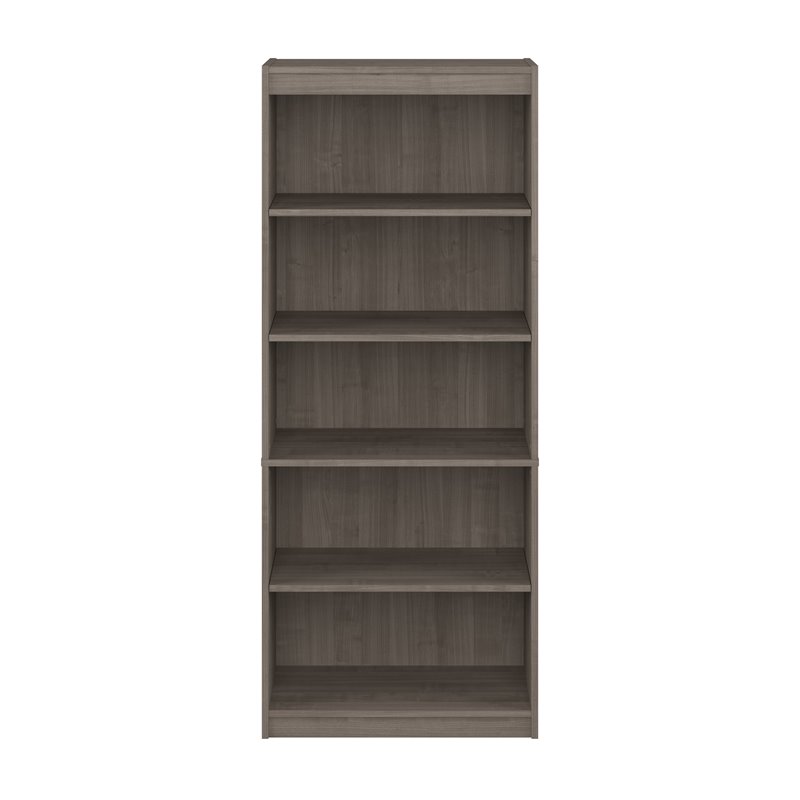 Bestar Logan 5-Shelf Contemporary Engineered Wood Bookcase in Silver Maple