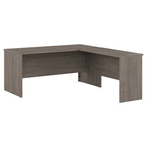 bestar logan l-shaped contemporary engineered wood desk in silver maple
