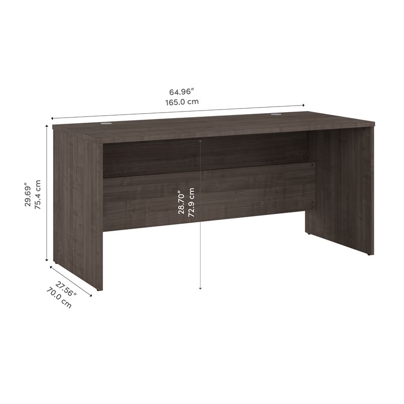 Bestar Ridgeley Contemporary Engineered Wood Desk Shell in Medium Gray Maple