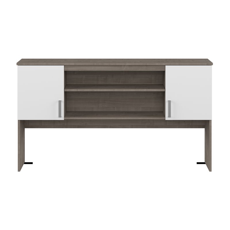 Bestar Ridgeley Contemporary Engineered Wood Hutch in Silver Maple/Pure White