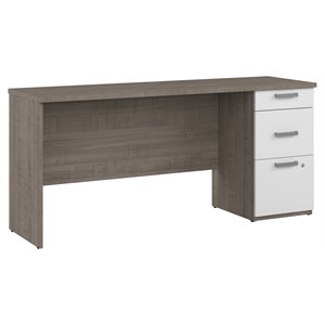 bestar ridgeley contemporary engineered wood desk in silver maple/pure white