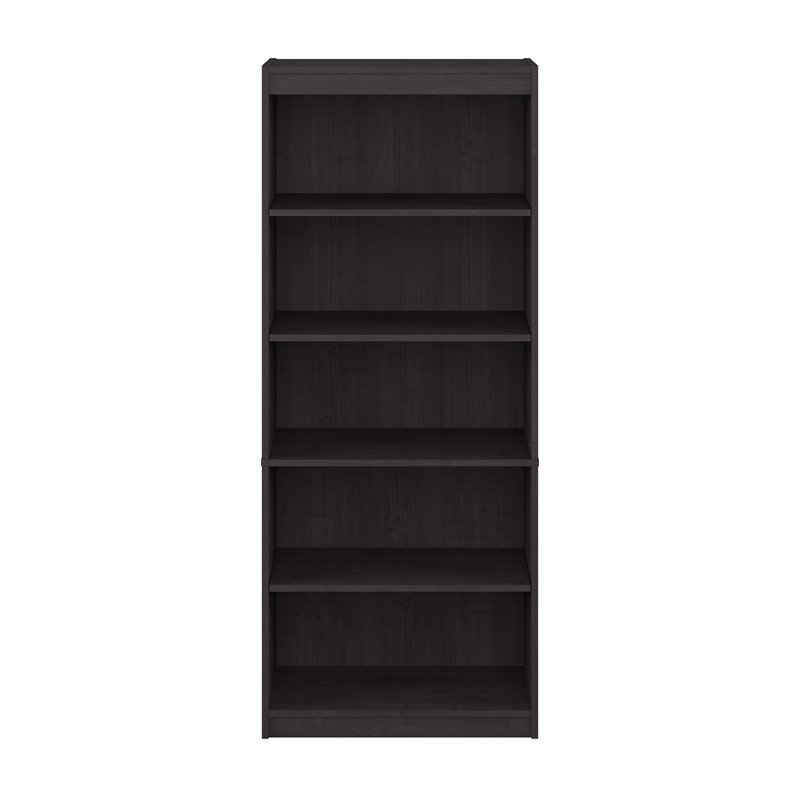 Bestar Ridgeley 5-Shelf Engineered Wood Bookcase in Charcoal Maple