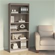 Bestar Ridgeley 5-Shelf Engineered Wood Bookcase in Silver Maple
