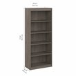 Bestar Ridgeley 5-Shelf Engineered Wood Bookcase in Silver Maple