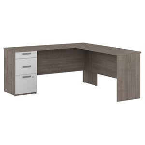 bestar ridgeley l-desk contemporary engineered wood desk in silver maple/white