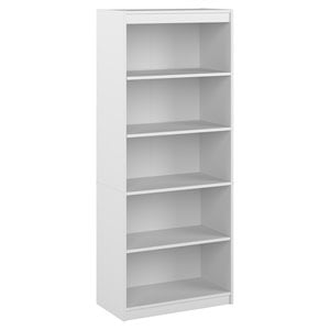 bestar logan 5-shelf contemporary engineered wood bookcase in pure white