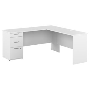 Bestar Logan 3-Drawer Contemporary Engineered Wood Desk in Pure White