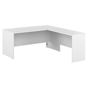 bestar logan l-shaped contemporary engineered wood desk in pure white