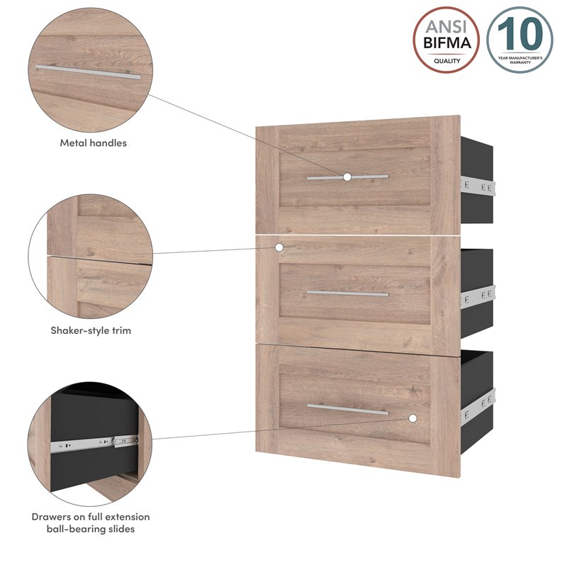 Pur 3 Drawer Set for Pur 25W Closet Organizer in Rustic Brown - Engineered Wood