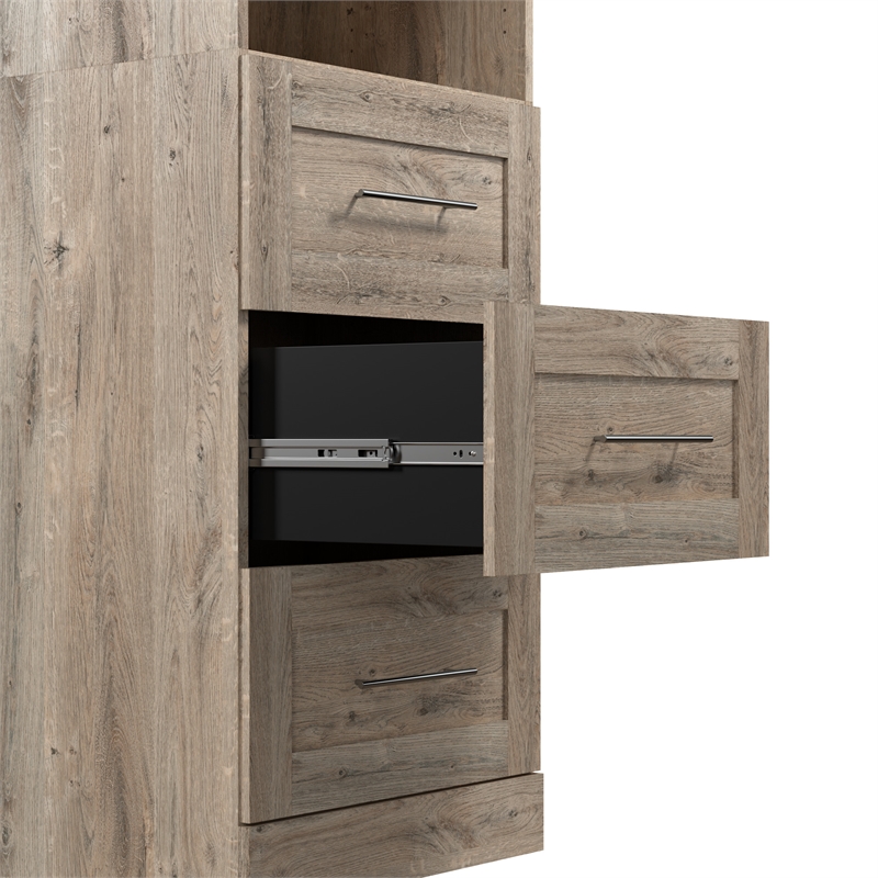 Bestar Pur 25W Closet Organizer with Drawers in Rustic Brown - Engineered Wood