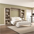 Bestar Pur Queen Murphy Bed and 2 Shelving Units (115W) in Rustic Brown