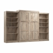 Bestar Pur Queen Murphy Bed with 2 Shelving Units (137W) in Rustic Brown