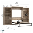 Bestar Pur Queen Murphy Bed with 2 Shelving Units (137W) in Rustic Brown
