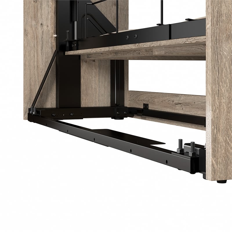 Bestar Pur Queen Murphy Bed with Shelving Unit (90W) in Rustic Brown