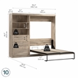 Bestar Pur Full Murphy Bed and Shelving Unit with Drawers (95W) in Rustic Brown