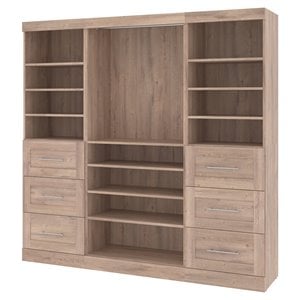 Bestar Pur 86W Closet Organizer with Drawers in Rustic Brown - Engineered Wood