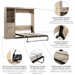 Bestar Pur Full Murphy Bed and Shelving Unit with Drawers (84W) in Rustic Brown