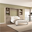 Bestar Pur Full Murphy Bed and 2 Shelving Units w/Drawers (109W) in Rustic Brown