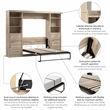 Bestar Pur Full Murphy Bed and 2 Shelving Units w/Drawers (109W) in Rustic Brown