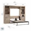 Bestar Pur Full Murphy Bed and 2 Shelving Units w/Drawers (109W) in Rustic Brown