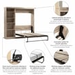Bestar Pur Full Murphy Bed with Shelving Unit (84W) in Rustic Brown