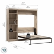 Bestar Pur Full Murphy Bed with Shelving Unit (84W) in Rustic Brown