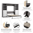Bestar Nebula Wood Full Murphy Bed and Organizers w/ Drawers in Bark Gray/White