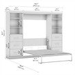 Bestar Nebula Wood Full Murphy Bed and Organizers w/ Drawers in Bark Gray/White