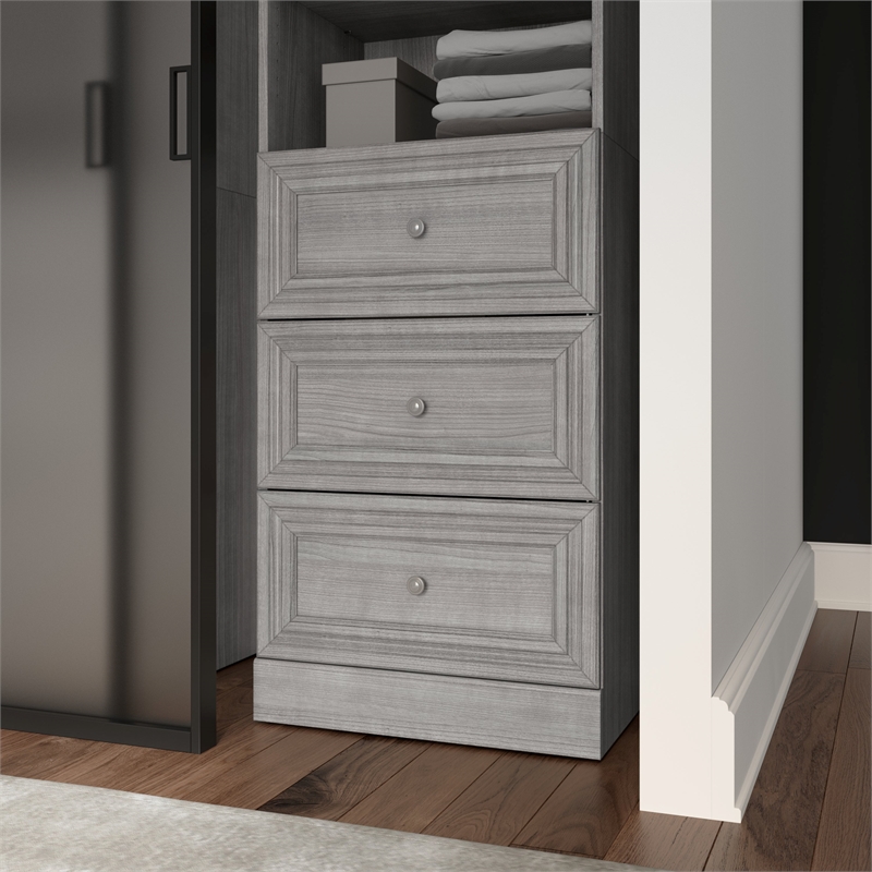 Bestar Versatile 25 Engineered Wood 3-Drawer Set for Organizer in Platinum Gray - 40170-000071