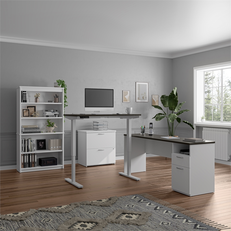 Bestar Upstand L-Shaped Adjustable Height Desk