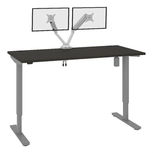Bestar Upstand 60&quot Contemporary Engineered Wood Standing Desk in Deep Gray