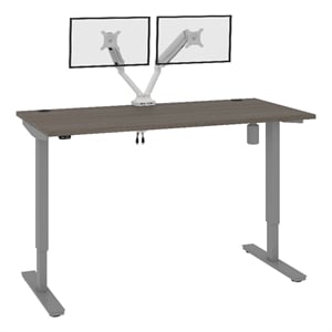 Bestar Upstand 60&quot Contemporary Engineered Wood Standing Desk in Bark Gray