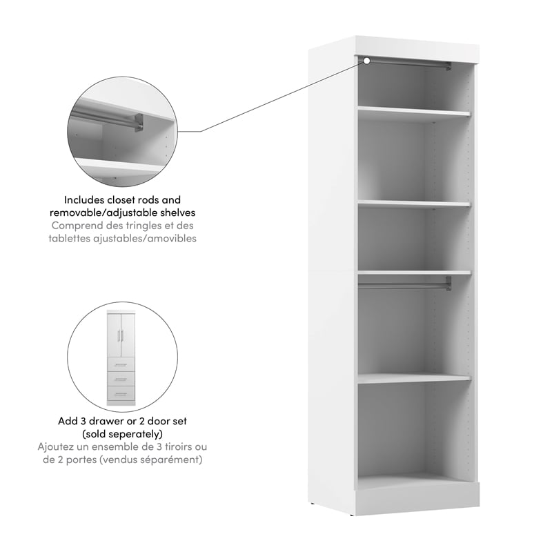 Bestar Nebula 25W Contemporary Engineered Wood Closet Organizer in White