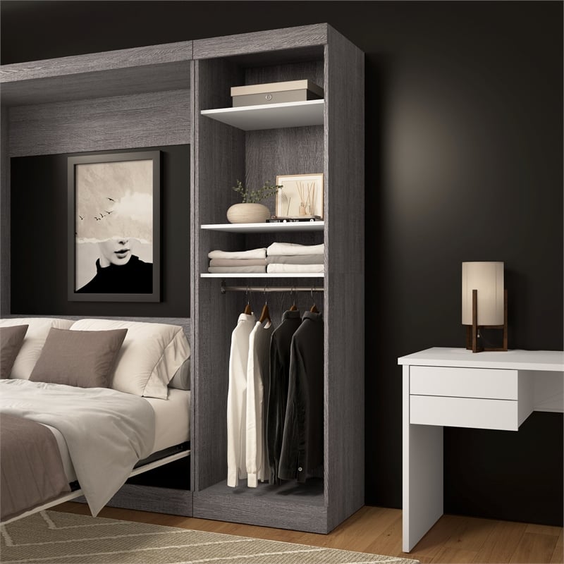 Bestar Nebula 25W Contemporary Engineered Wood Closet Organizer in Gray/White