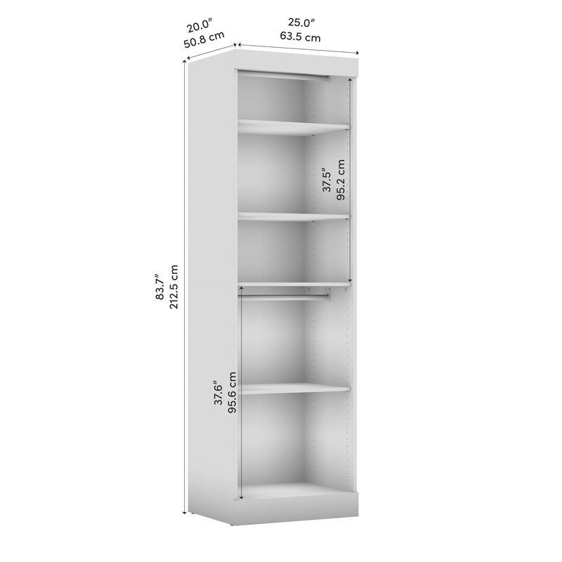 Bestar Nebula 25W Contemporary Engineered Wood Closet Organizer in Gray/White