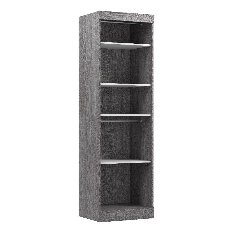 Bestar Nebula 25W Contemporary Engineered Wood Closet Organizer in Gray/White